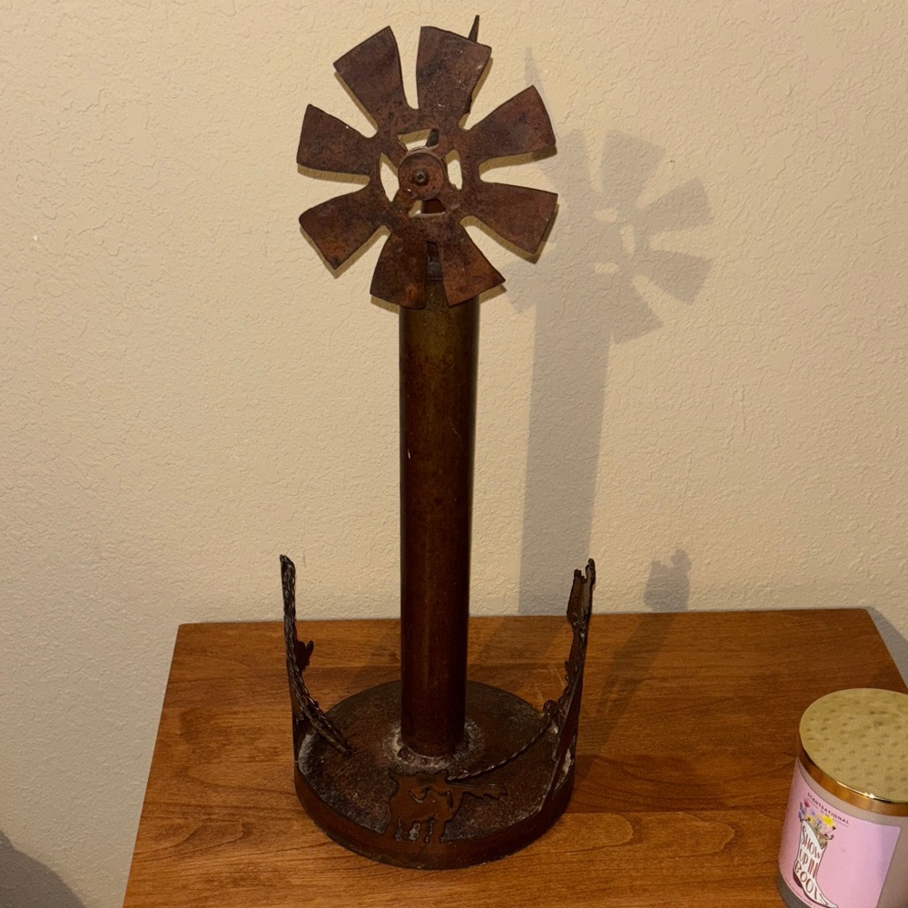 Rustic Metal Windmill Paper Towel Holder